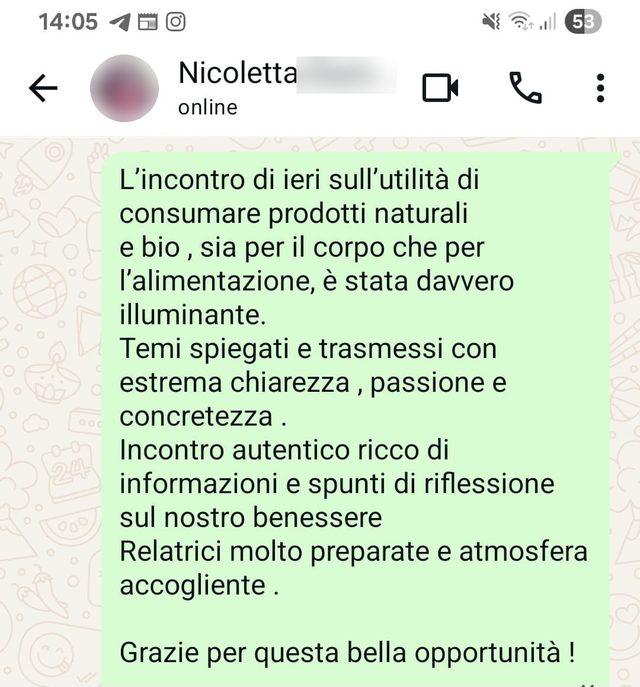 Messaggio di Nicoletta: incontro illuminante, temi spiegati con chiarezza, passione e concretezza
