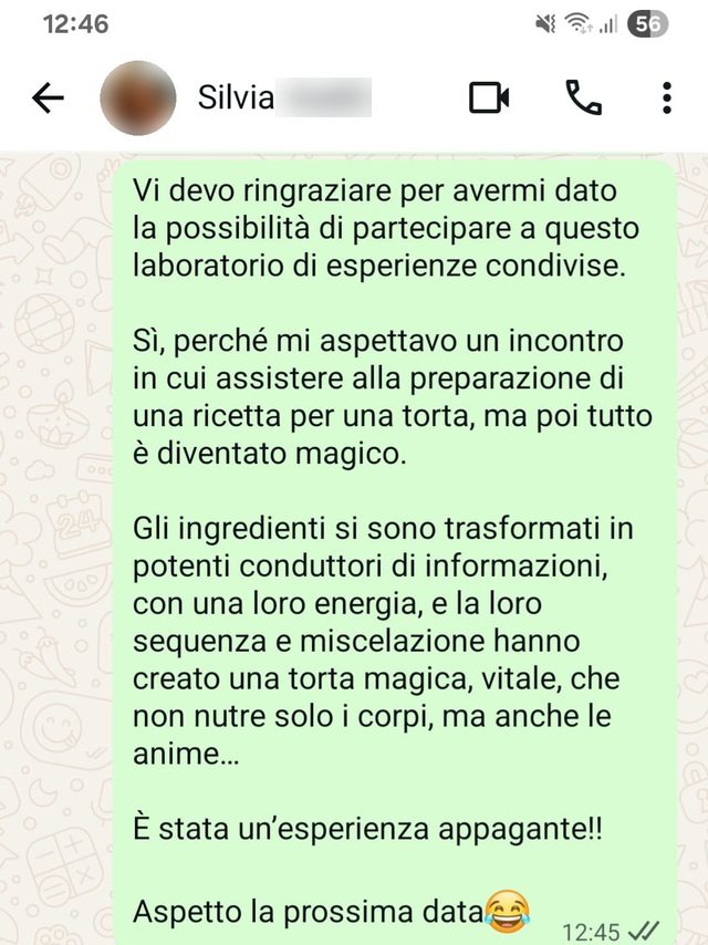 Messaggio di Silvia: un laboratorio di esperienze condivise, un'esperienza appagante
